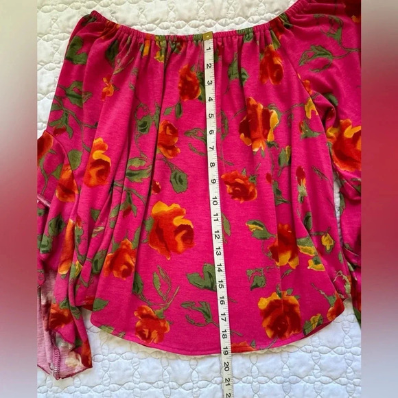NWT And The Why Pink Floral Off Shoulder Flowy 3/4 Sleeve Blouse Size Small - Picture 12 of 14